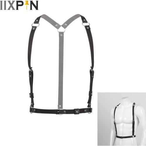 Sex Slave Bondage Body Chest Harness Adults Games Erotic Tanks PU Leather Gay Tops Men Sexy Lingerie Pole Dance Clothing Wear