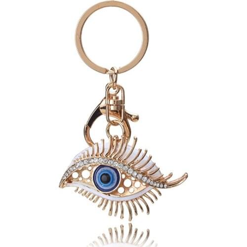 EVIL EYE white Alloy blue evil eye keychain trendy metal blue eye key chain for woman man keychain