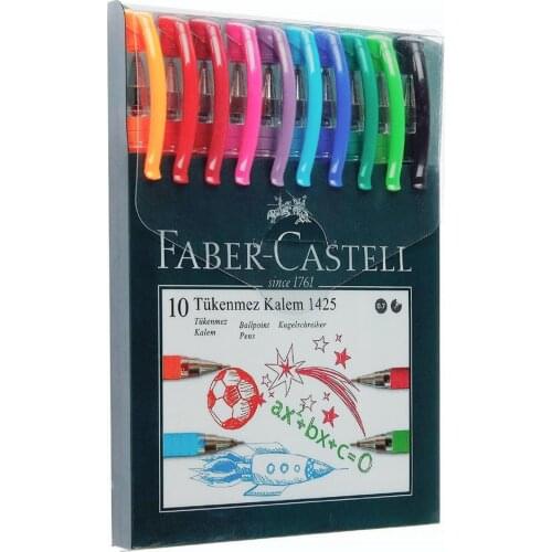 Faber-Castell Ballpoint Pen Set 1425- 10 Pcs - 10 Colors-Needle Point