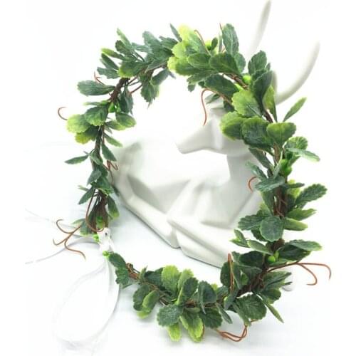 Green Leaf Wreath Crowns Headband Women Hair Accessories Headdress Girl Floral Garlands Wedding Party Floral Headwear