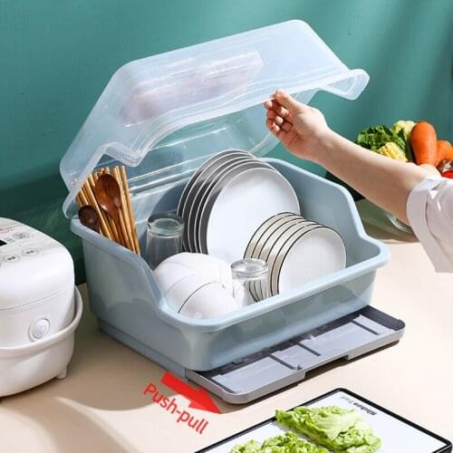 Tableware Storage Box Drain Dish Rack Drawer Containers Household Multifunctional Drain Rack Kitchen Organizers Storage