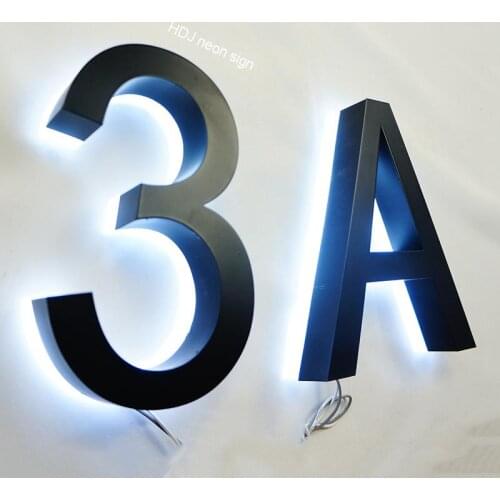 House Numbers Light Outdoor Waterproof customs Metal LED Home Hotel Door Plates Stainless Steel Illumilous Letter Address Sign