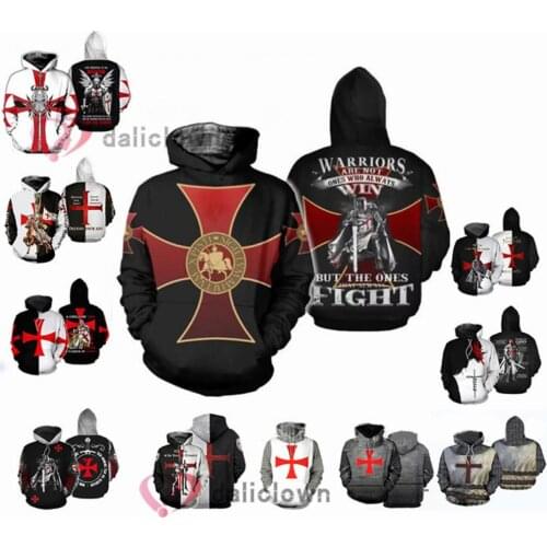 New Knight Templar Cross 3D Printing Hoodie Sweatshirt Game Hero Cosplay Man Black Top Hoodie Oversized Cosplay Costume