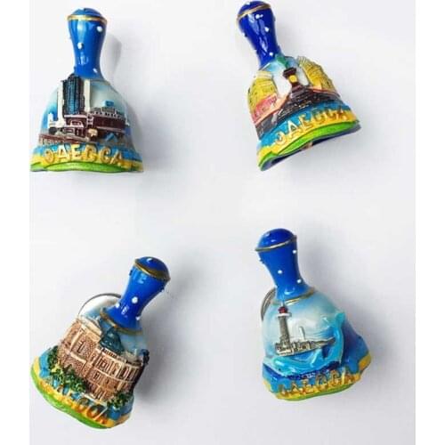 Ukraine Fridge Magnets Odessa Tourist Attraction Souvenirs Bell tree Resin Painted Crafts Magnetic Refrigerator Stickers Decor