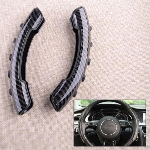 1 Pair Carbon Fiber Style Non-Slip 37-38cm Universal Interior Steering Wheel Booster Cover Plastic Car Accessories