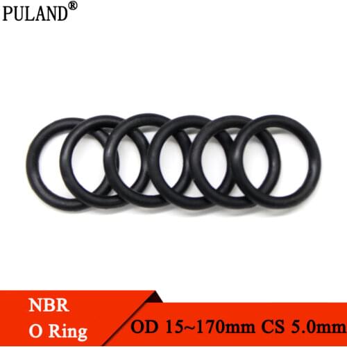 100pcs NBR O Ring Gasket CS 5mm OD 15~105mm Nitrile Butadiene Rubber Spacer Oil Resistance Washer Round Shape Black