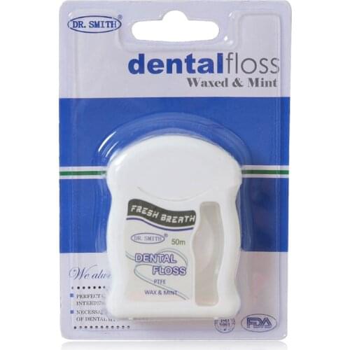 Waxed & Mint Dental Floss 50m/Box Smooth & Thin Lintless PTFE Material Soft & Durable Gentle to Gum