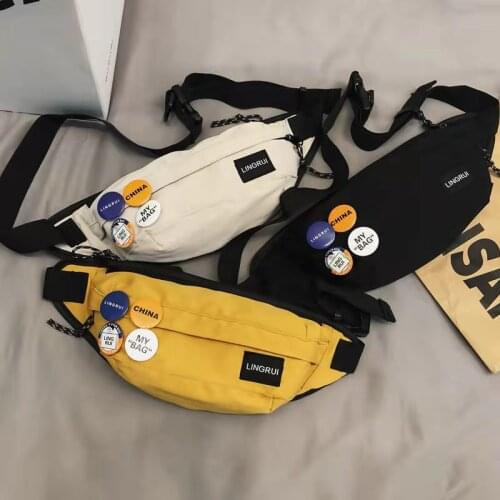 Japanese Cool Chest Bag Cross-Body Men Female Neutral Pure Color Student Ins Fashion All-Match Brand Sports Messenger Waist Bag