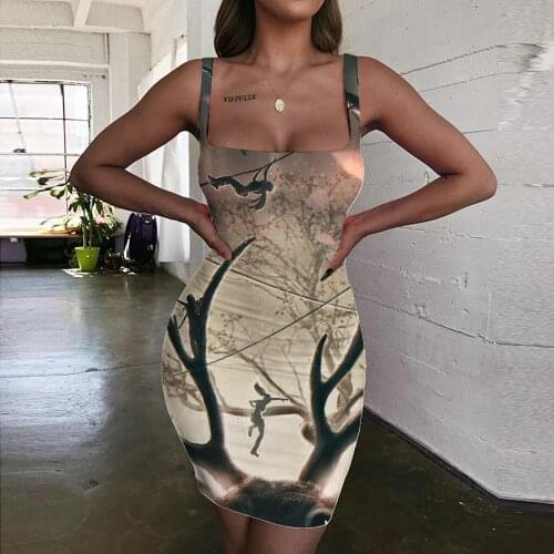 KYKU Deer Dresses Women Animal Sundress Christmas Vestido Sexy New Year Bodycon Dress Womens Clothing Plus Size Short Boho Femme