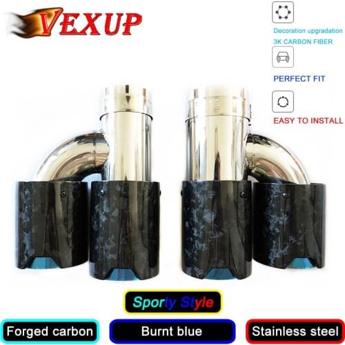 1Piece h Style Dual Exhaust Pipe Tip Forged Carbon Fiber Exhaust Pipe Tail Exhaust Muffler Tip for BMW Sporty Modification