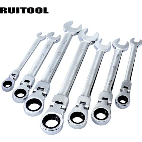 1PC Ratchet Wrench 8-19 mm CR-V Key Ratchet 180 Degree Flexible Wrench Spanner Combination Car Repair Tools
