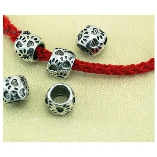 10pcs/lot Tibetan Silver spacer Footprint pattern Loose Bead Spacer Beads Connectors for DIY Jewelry Making bracelet cf45