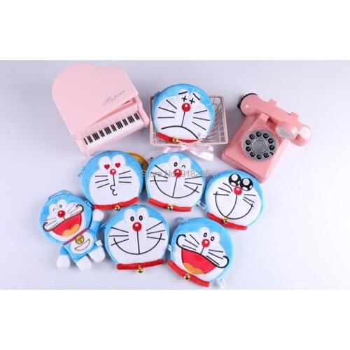 10/Lot 7 Styles 12X12CM Doraemon Plush Doll Coin Purse Wallet Multi-functional Money Bag Toys