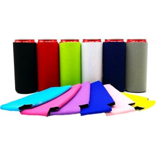 12PCS Slim Can Cooler Sleeves Beer/Energy Drink Blank Skinny 12oz Neoprene Coolie Compatible For RedBull, Spiked Seltzer, White