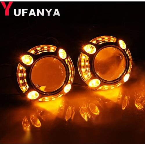 2pcs Led Angel Eyes Shrouds White Led Day Running Light For 2.5/3.0 Inch Hid Projector Lens Car Bi Xenon Led Lights Retrofit