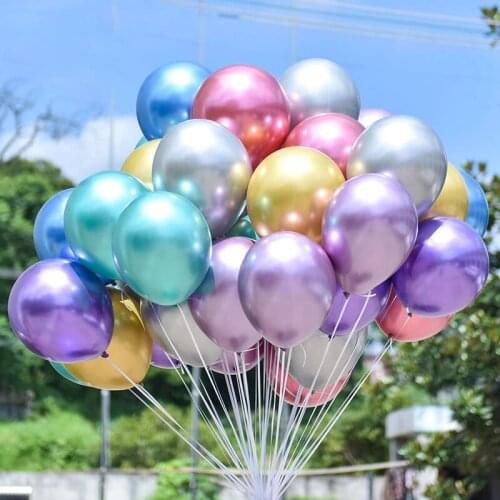 50/100pcs Glossy Metal Pearl Latex Balloons Thick Chrome Metallic Colors Helium Air Balls Round Wedding Birthday Party Decor