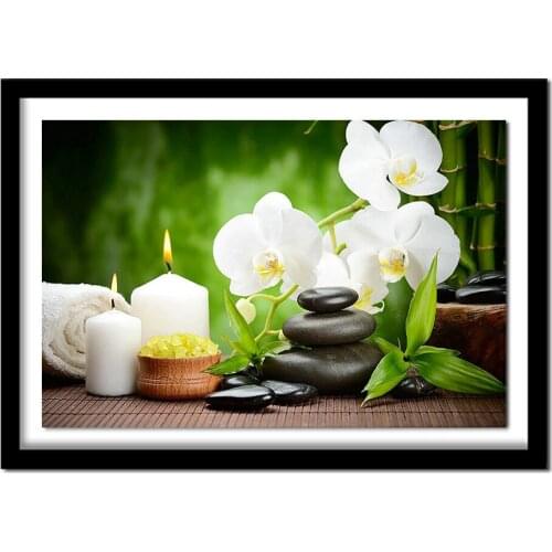 5D DIY Diamond embroidery Orchid&candle&stone diamond painting Cross Stitch full square Rhinestone decoration