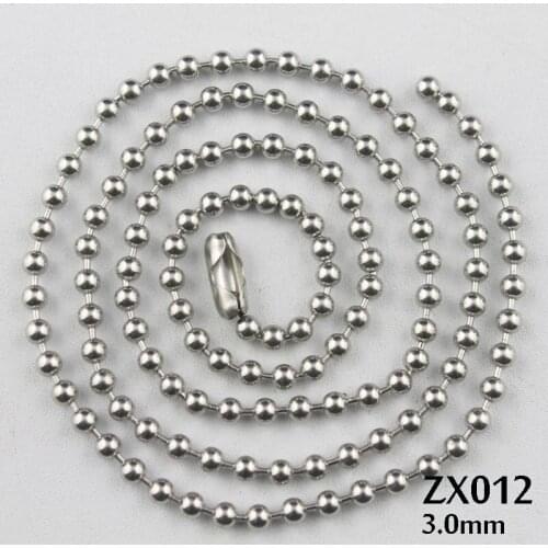 50meters-100meters 3mm beads chain stainless steel ball chain use waist buckle bead necklace jewelry parts ZX012
