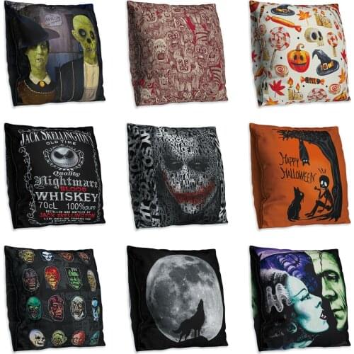 Skull Double Side Print Cushion Cover Polyester Decorative for Sofa Seat Soft Throw Pillow Case Cover 45x45cm Home Decor