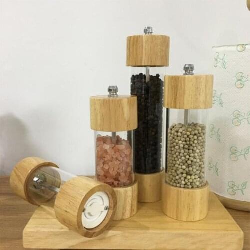 Visible wooden Manual pepper grinder pepper mill with Acrylic body ,Rubber Wood, good helper for seasoning