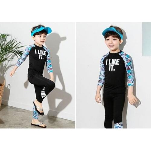 Children Two Pieces Swimsuit Kids Baby Girls Swimwear Boys Long Sleeve Surfing Wear Bathing Suit Baby Sandy Rash Guard 2-10Y