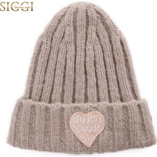 FANCET Winter Girls Warm Acrylic Beanies Skullies Love Heart Embroider Soft For Women Youth Cute Bonnets Gorros Female 89260