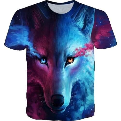 2021 Teens 3D T-shirt With Print Wolf Graphic Short Sleeve Tees Summer Casual Cool Sterrtwear Tops Boys Clothes Fashion T-shirt