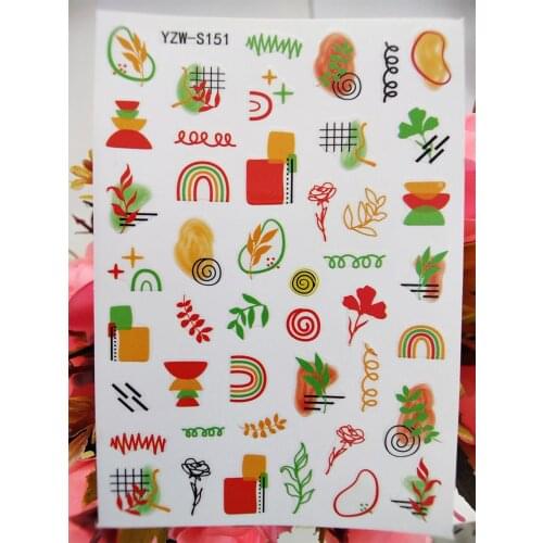 Geometry 3D Art Nail Sticker Line Abstract Flowers Self Adhesive Nails Sliders Decals Decorations Designer Manicure Accessories