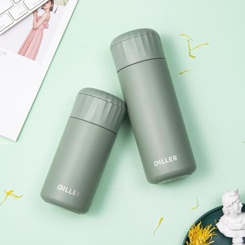 280/400ml Vacuum Flask Solid Color Tea Water Separation Stainless Steel Leak-proof Thermocup Ladies Prtable Creative Water Mug