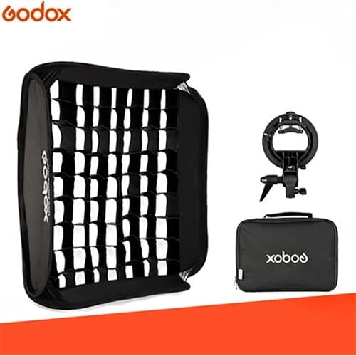 GODOX 40x40/50x50/60x60/80x80cm Softbox with Grid S Type Bracket Stable Bowens Mount Flash Bracket Mount Foldable Softbox Kit