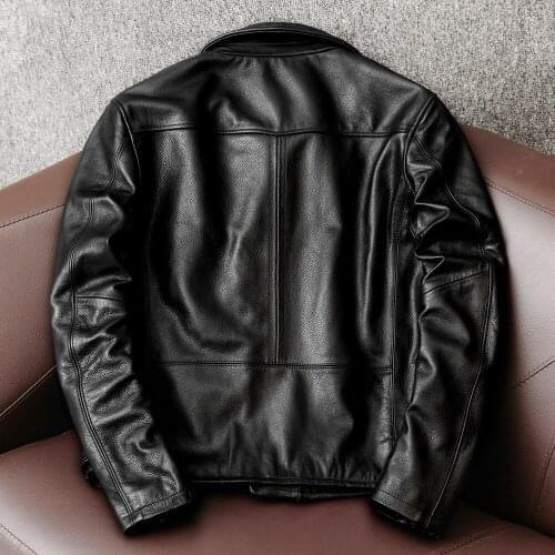 2021 Black Style Genuine Leather Jacket Men Large Size 4XL Real Cowhide Spring Slim Fit Motorcycle Leather Coat