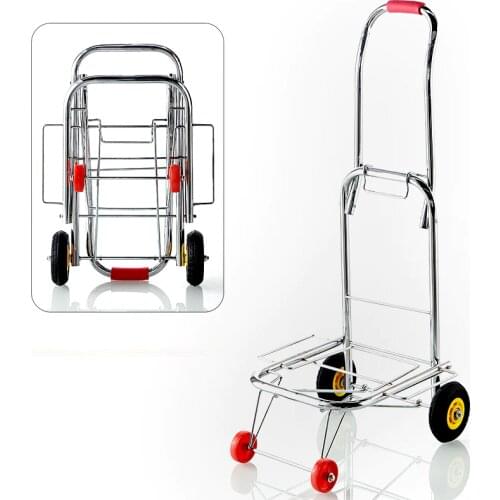 Folding Lightweight Hand Truck, Portable Luggage Cart Can Load 220LBS, Household Trolley with 14cm Rubber Wheels