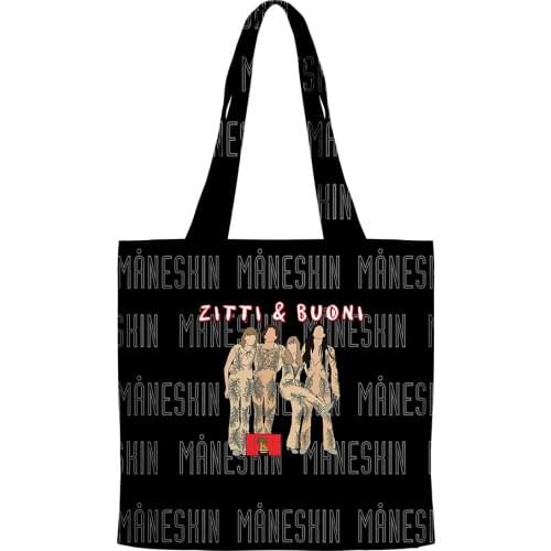 Maneskin Hip Hop Handbags Cloth Canvas Tote Bag Print Shopping Bags Reusable Shoulder Shopper Bags Casual Pacakge