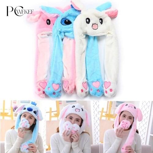 Cute Rabbit Moving Ears Hat Soft Funny Toy Cap Girls Plush Toy Kids Birthday Gif