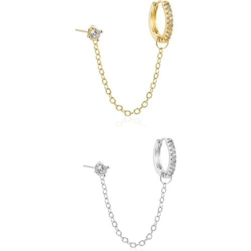 SIPENGJEL Fashion Long Chain Piercing Stud Earrings Summer Small Circle Hoop Earrings For Women 2021 Trend Jewelry Gift