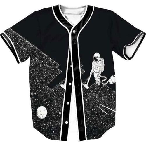 3D Baseball Jerseys Men 2021 Space Galaxy Print Baseball Shirt V-neck Casual Tee Shirt Homme Hip Hop Men T Shirt Baseball Jersey