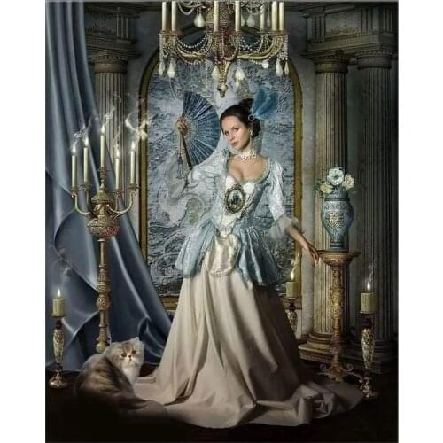 Fan Woman, Spanish lady Clear Picture Top Quality Cross Stitch Kits 14CT Unprinted Sewing kit Embroidered Handmade Decor