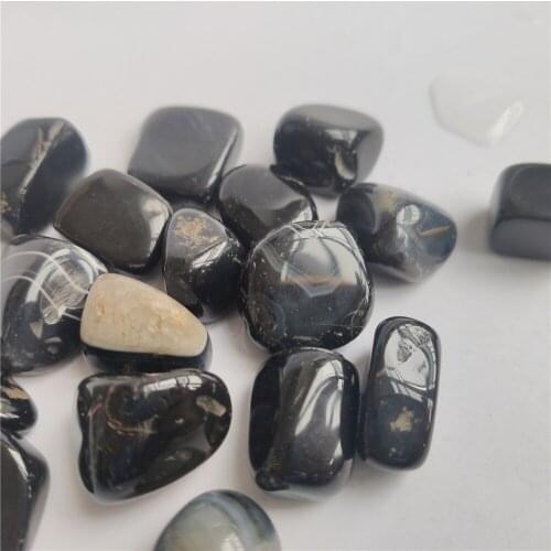 Natural Black Agate Stone Polished Gemstone Collectibles Rough Rock Mineral Specimen Healing Stone Decoration for Fish Tank