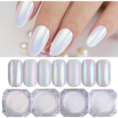 1 Box Neon Shimmer Mirror Nail Glitter Pearl Powder Auroras Iridescent Effect Nails Pigment Dust UV Gel Polish Decor
