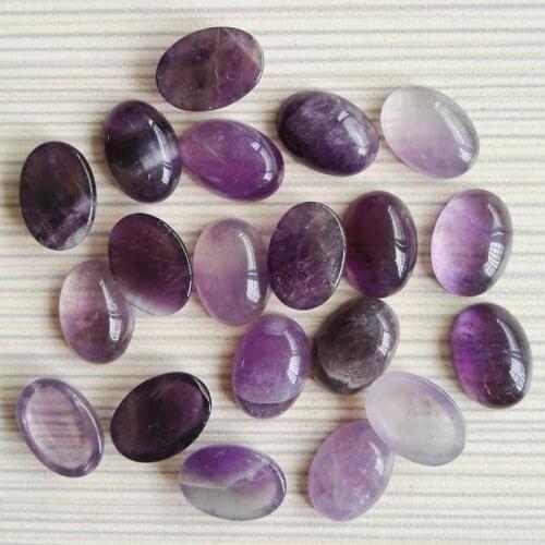 Wholesale 50pcs hot selling natural purple crystal loose stone beads 10X14mm oval shape CAB CABOCHON stone beads Free shipping