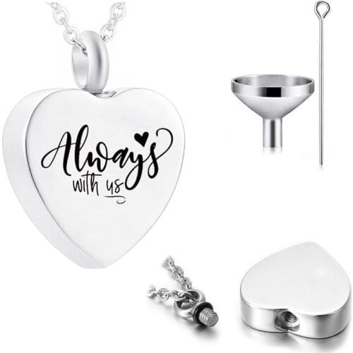 Cremation Jewelry Heart Pendant Personality Font Aluminum Alloy Urn Necklace To Commemorate Passed Family