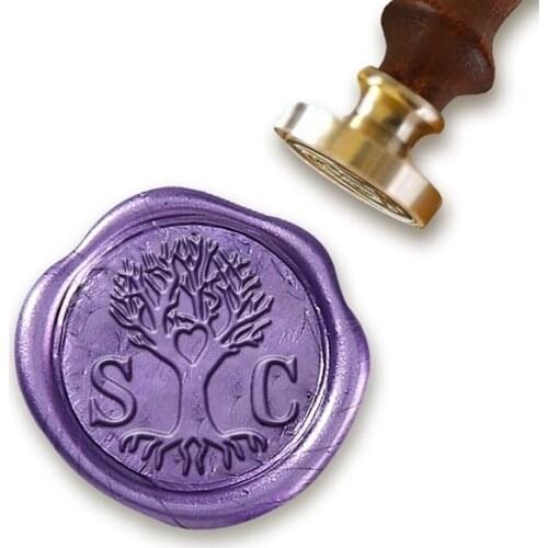 Personalized Monogram 2-Initial Custom Wax Seal Stamp 1" Die- #J650SA Family Tree with Times Roman Font
