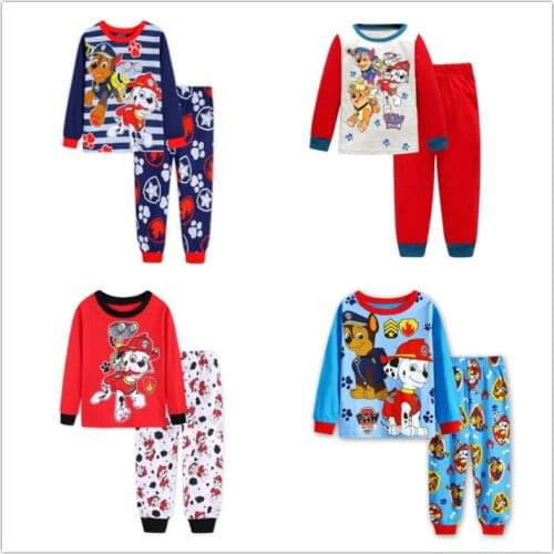 Paw Patrol Boy Girl Autumn Winter Cotton Pajamas Letter Striped Sleepwear Cartoon Pajama Sets Casual Sleep&Lounge Pyjamas Pijama