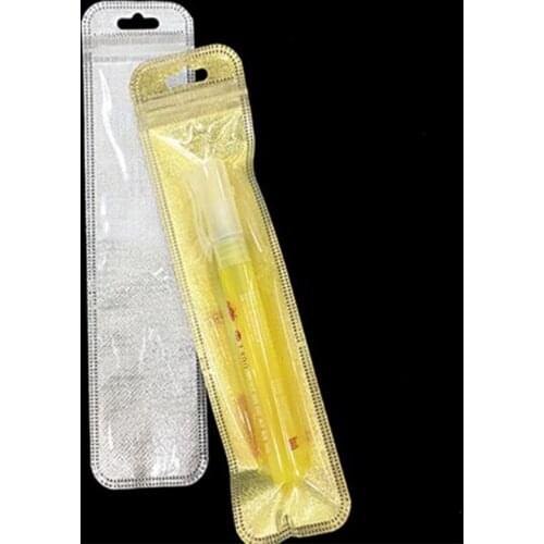 100Pc Clear gold/silver Packaging Plastic Bags Zip Lock With Hang Hole Reclosable Poly Pouches For Pen Gift Jewelry Necklace bag