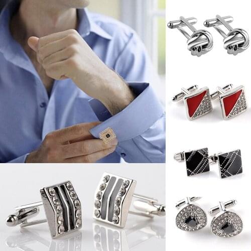 Luxury High-grade jewelry Men Women White Purple Enamel Crystal Cufflinks Round Wedding Party Cufflink French shirt Cuff Buttons