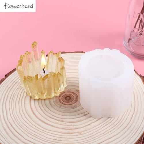 DIY Candle Making Jars New Crystal Stone Candle Holder Silicone Mold Mirror Candle Mold Cake Decorating Tools Resin Mold
