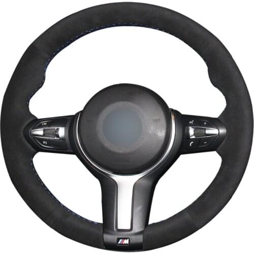 DIY Black Suede Leather Car Steering Wheel Cover for BMW F87 M2 F80 M3 F82 M4 M5 F12 F13 M6 X5 M F86 X6 M F33 F30 M Sport Parts