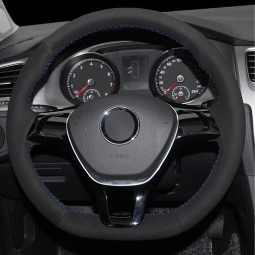 DIY Black Artificial Leather Car Steering Wheel Cover For Volkswagen VW Golf 7 Mk7 New Polo Jetta Passat B8 Tiguan Sharan