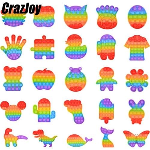 Simpl Dimmer Rainbow Push Bubble Antistress Child Fidget Toys Kawaii Autisim Game Stress Relief Squishy for kid Children Toys