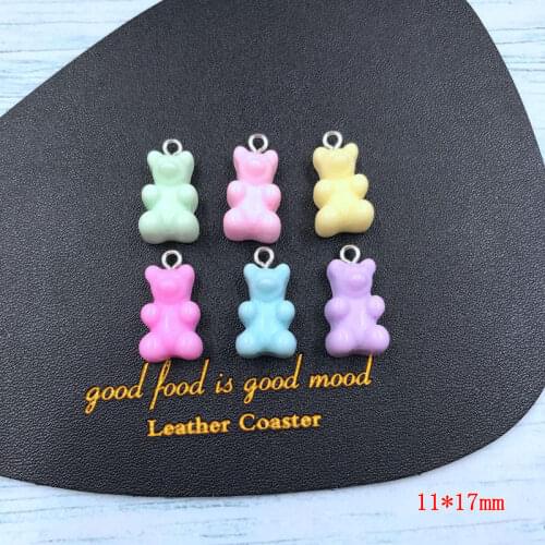 10pcs Resin Flatback Cute Macaroon Bear Transparent Charm Pendant for Keychain, Earring, Scrapbooking, DIY Making, Necklace
